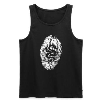 RPG DICE Fingerprint Dactylogram Dragon Shirt - Men's Premium Organic Tank Top - black - Front - Michal (187cm)