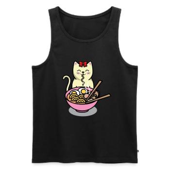 Sweet eating cat - Men's Premium Organic Tank Top - black - Front - Michal (187cm)