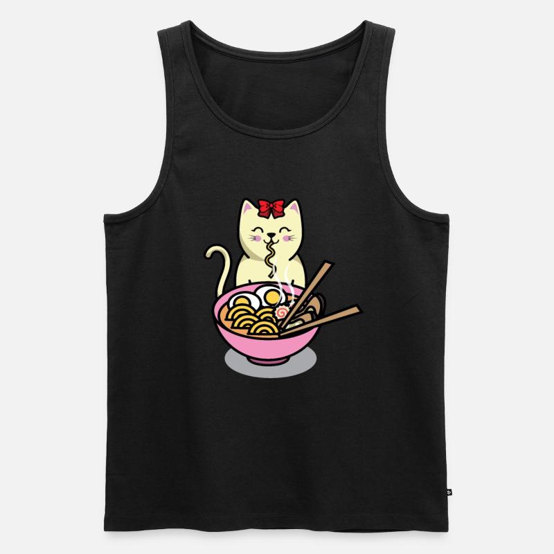 Süße essende Katze - Männer Premium Bio Tank Top - Schwarz