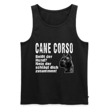 Cane Corso Dog Funny Saying Bite Beating - Men's Premium Organic Tank Top - black - Front - Michal (187cm)