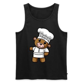 Kochkunst Teddy Koch Küche Zeichnung Comic Bär - Männer Premium Bio Tank Top - Schwarz - Vorne - AI Model Male 178 light (178cm)