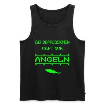 Bei Depressionen hilft nur Angeln Fisch Angler - Männer Premium Bio Tank Top - Schwarz - Vorne - Michal (187cm)