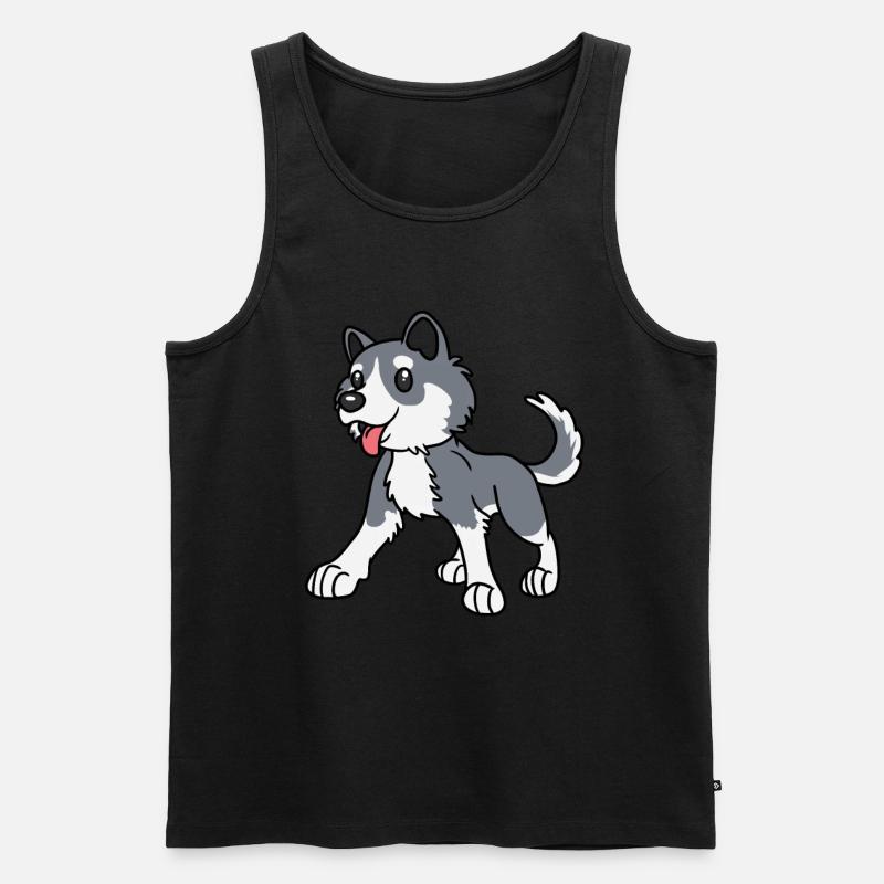Husky Hund - Männer Premium Bio Tank Top - Schwarz