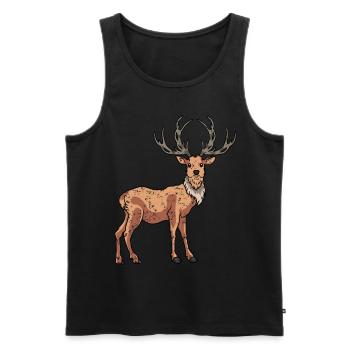 Hirsch in Retro Vintage Style - Männer Premium Bio Tank Top - Schwarz - Vorne - Michal (187cm)