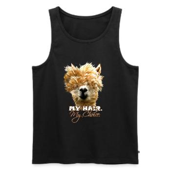 wuscheliges Lama - My Hair my Choice Alpaka Spruch - Männer Premium Bio Tank Top - Schwarz - Vorne - AI Model Male 178 light (178cm)
