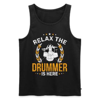 Drums - Men's Premium Organic Tank Top - black - Front - Michal (187cm)