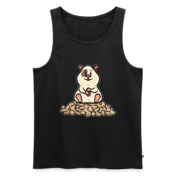 Petit hamster avec beaucoup de cacahuètes - Débardeur bio Premium Homme - noir - Devant - Michal (187cm)