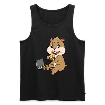 Hamster mit Hunger auf Pizza Fantasy Tiere - Männer Premium Bio Tank Top - Schwarz - Vorne - AI Model Male 178 light (178cm)