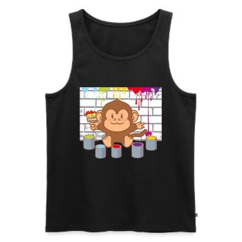 Little Monkey Painting Artist Colorful Kids Baby - Men's Premium Organic Tank Top - black - Front - AI Model Male 178 light (178cm)