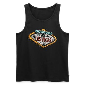 Las Vegas - Men's Premium Organic Tank Top - black - Front - Michal (187cm)