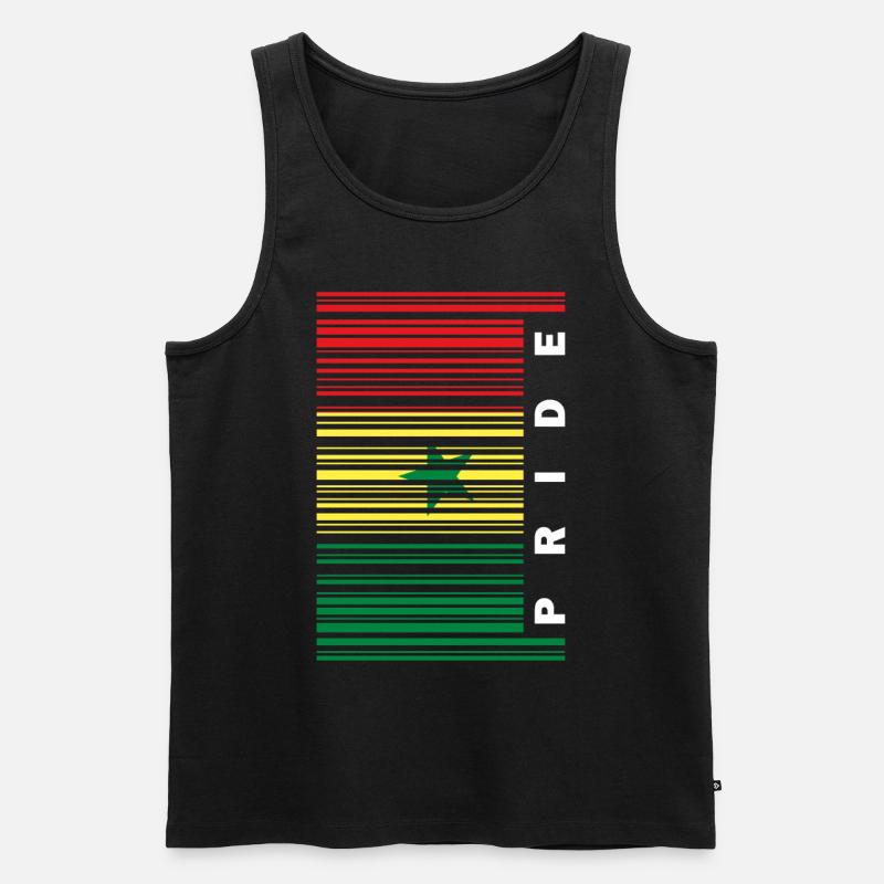 Senegal Flagge Stolz Barcode - Männer Premium Bio Tank Top - Schwarz