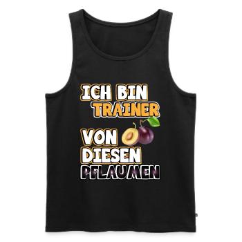 Trainer Sprüche. Ich bin Trainer von Pflaumen - Männer Premium Bio Tank Top - Schwarz - Vorne - AI Model Male 178 light (178cm)