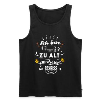 Ich bin zu alt fuer diesen Scheiss - Männer Premium Bio Tank Top - Schwarz - Vorne - AI Model Male 178 light (178cm)
