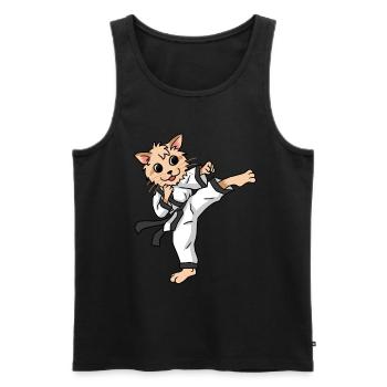 Karaté Chat Arts martiaux Animaux - Débardeur bio Premium Homme - noir - Devant - Michal (187cm)