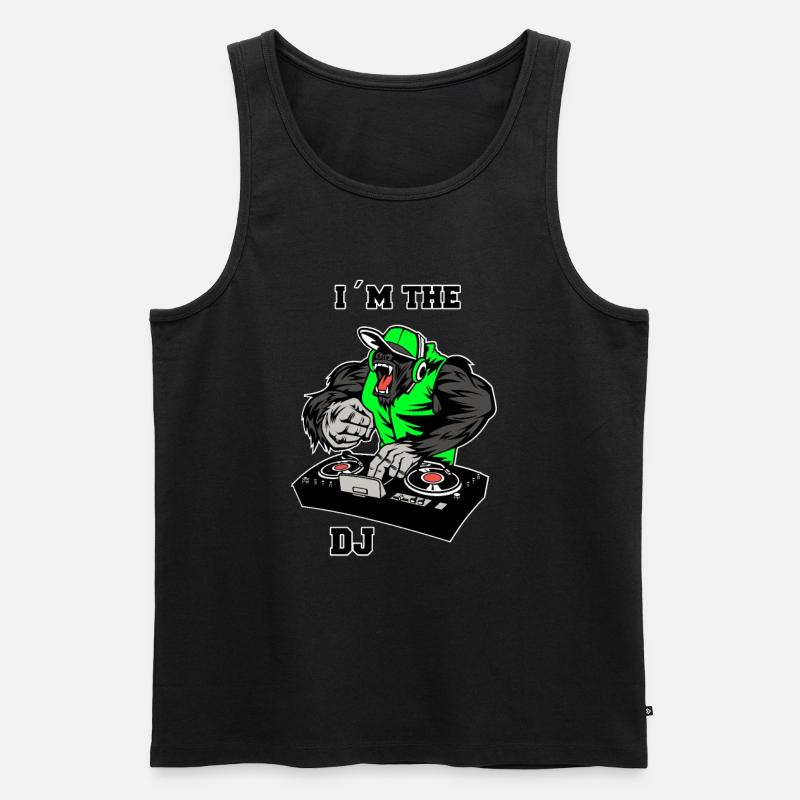 Monkey Dj - Männer Premium Bio Tank Top - Schwarz