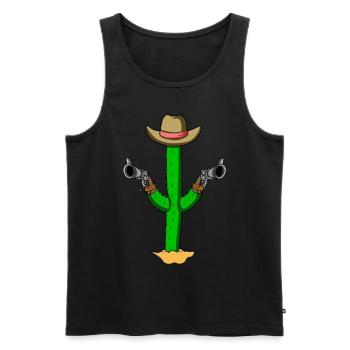 CACTUS COWBOY GUN - KAKTUS OUTLAW - WESTERN STYLE - Männer Premium Bio Tank Top - Schwarz - Vorne - AI Model Male 178 light (178cm)