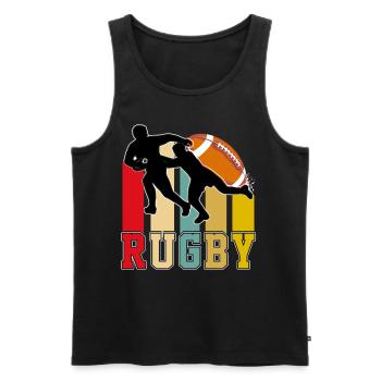 T-shirt Rugby - Débardeur bio Premium Homme - noir - Devant - AI Model Male 178 light (178cm)