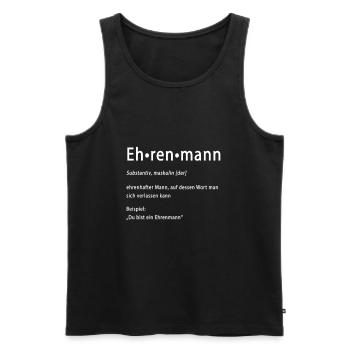 Ehrenmann Jugendwort | Erklärung mit Beispiel - Männer Premium Bio Tank Top - Schwarz - Vorne - AI Model Male 178 light (178cm)