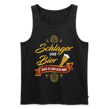 Schlager und Bier das gönn ich mir Mallorca - Männer Premium Bio Tank Top - Schwarz - Vorne - Michal (187cm)