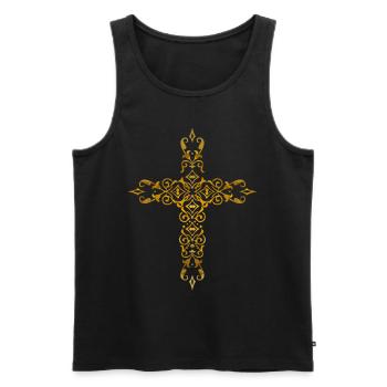 Croix Église Dieu Jésus Crucifix Église Foi - Débardeur bio Premium Homme - noir - Devant - AI Model Male 178 light (178cm)