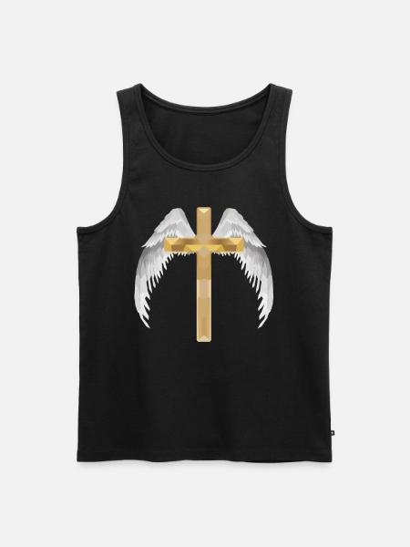 Polygon cross with wing - Men's Premium Organic Tank Top - black