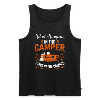Cadeau aventure camping caravane - Débardeur bio Premium Homme - noir - Devant - Michal (187cm)
