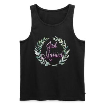 Just married - Men's Premium Organic Tank Top - black - Front - AI Model Male 178 light (178cm)