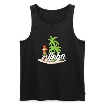 ALOHA HULA GIRL TROPICAL ISLAND - Männer Premium Bio Tank Top - Schwarz - Vorne - Michal (187cm)