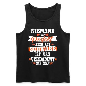 Perfect Schwabe Cool Swabian design - Men's Premium Organic Tank Top - black - Front - AI Model Male 178 light (178cm)