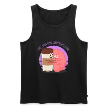 Coffee Brain Drink Saying Funny - Men's Premium Organic Tank Top - black - Front - AI Model Male 178 light (178cm)