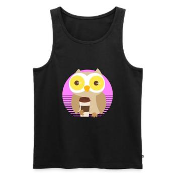 Coffee owl owl tired drinking funny - Men's Premium Organic Tank Top - black - Front - AI Model Male 178 light (178cm)