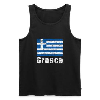 Griechenland Flagge - Männer Premium Bio Tank Top - Schwarz - Vorne - AI Model Male 178 light (178cm)