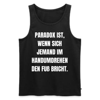 Paradox witzige lustige Sprüche Schriftzug weiß - Männer Premium Bio Tank Top - Schwarz - Vorne - Michal (187cm)