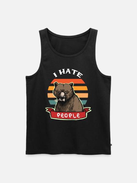 Je déteste les gens - ours ours brun cadeau grizzly - Débardeur bio Premium Homme - noir