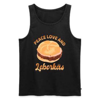 Peace Love et Leberkäs - Débardeur bio Premium Homme - noir - Devant - AI Model Male 178 light (178cm)