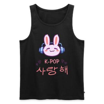 süßer K-Pop Hase - Kpop Music Geschenkidee - Männer Premium Bio Tank Top - Schwarz - Vorne - AI Model Male 178 light (178cm)