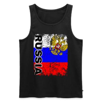 Emblème du manteau des armoiries de drapeaux de drapeaux de la Russie - Russie - Débardeur bio Premium Homme - noir - Devant - AI Model Male 178 light (178cm)