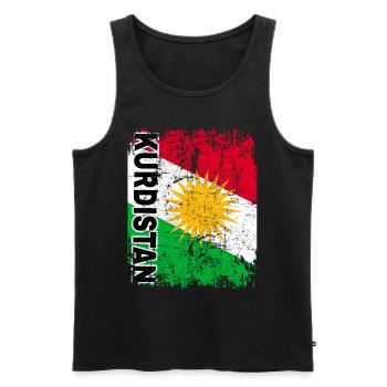 KURDISTAN FLAGGE - Kurdische Fahne - Groß Retro - Männer Premium Bio Tank Top - Schwarz - Vorne - AI Model Male 178 light (178cm)