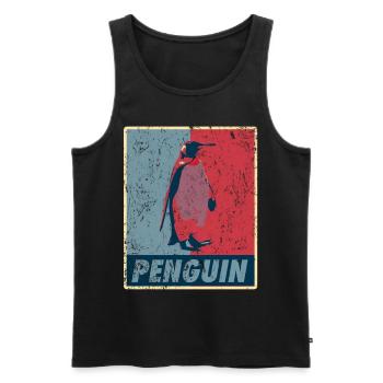 Pingouin rétro - Débardeur bio Premium Homme - noir - Devant - Michal (187cm)