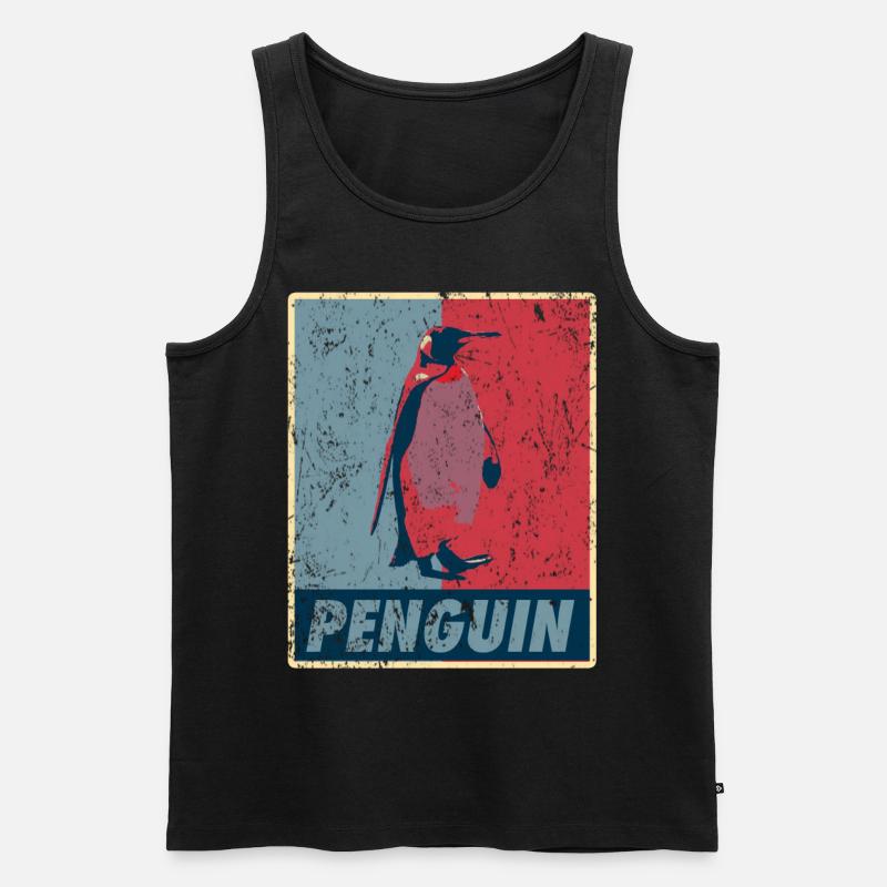 Pinguin Retro - Männer Premium Bio Tank Top - Schwarz