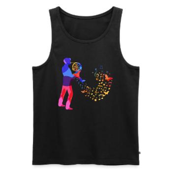 French Horn Music Horn Musician French Horn Player Shirt - Men's Premium Organic Tank Top - black - Front - Michal (187cm)