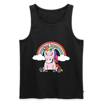 Einhorn Einhörner Fantasy Grimmig Böse Fabelwesen - Männer Premium Bio Tank Top - Schwarz - Vorne - Michal (187cm)