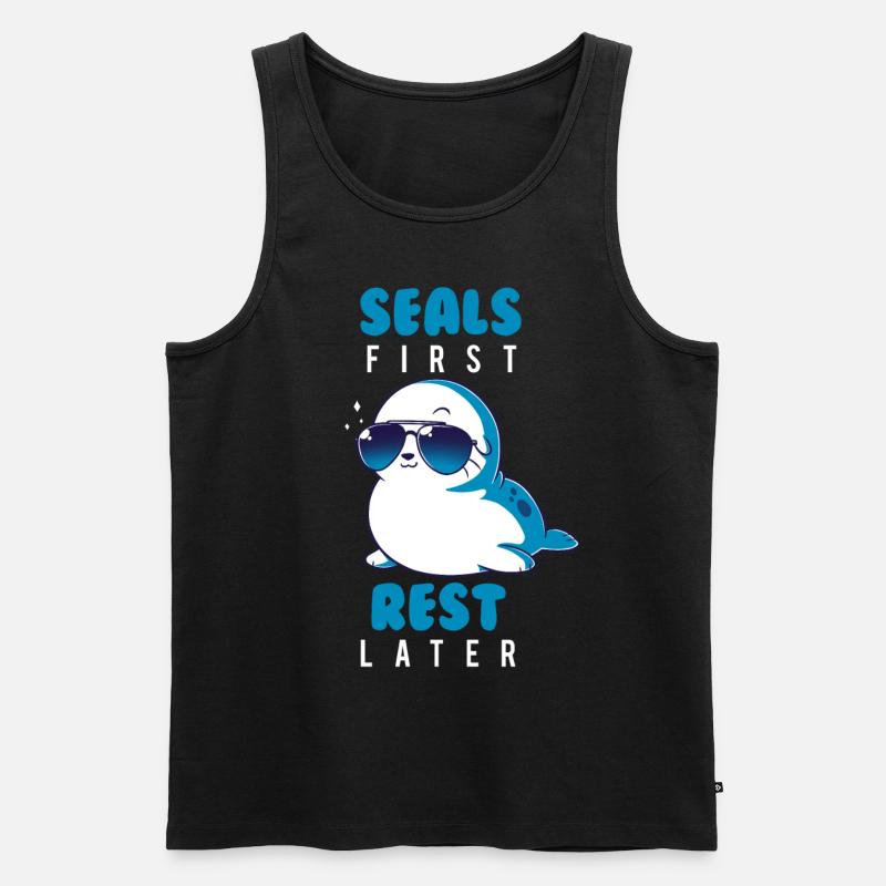 Robbe Tier Sommer Geschenk - Männer Premium Bio Tank Top - Schwarz
