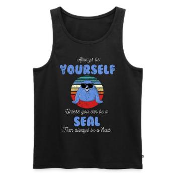 Robbe Seelöwe - Männer Premium Bio Tank Top - Schwarz - Vorne - AI Model Male 178 light (178cm)