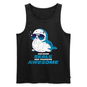Robbe - Männer Premium Bio Tank Top - Schwarz - Vorne - AI Model Male 178 light (178cm)