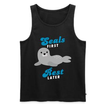 Seal - Men's Premium Organic Tank Top - black - Front - AI Model Male 178 light (178cm)