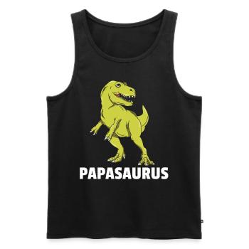 Dinosaurier Dino T-Rex Papa Vater Papi Geschenk - Männer Premium Bio Tank Top - Schwarz - Vorne - Michal (187cm)