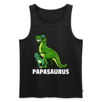 Dinosaurier Dino T-Rex Papa Vater Papi Geschenk - Männer Premium Bio Tank Top - Schwarz - Vorne - Michal (187cm)