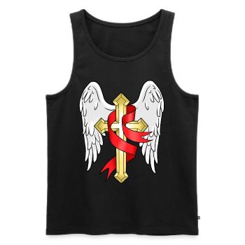 Croix Chrétiens Jésus Don Religion Pape - Débardeur bio Premium Homme - noir - Devant - Michal (187cm)