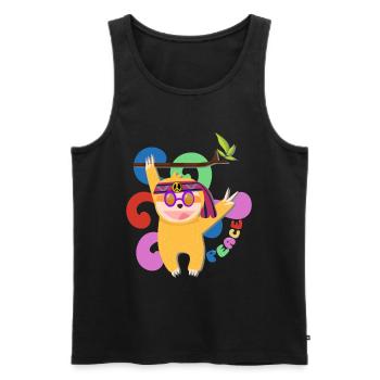 Sloth Lazy Peace Free Hippie Bund Funny - Men's Premium Organic Tank Top - black - Front - AI Model Male 178 light (178cm)
